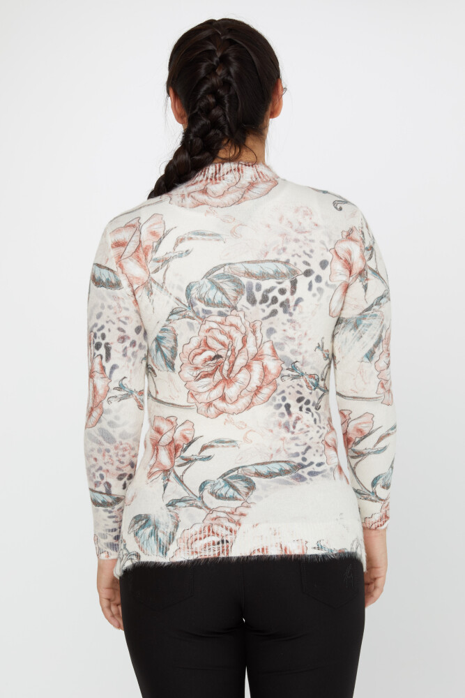 Angorastrick mit Blumenmuster und Steinstickerei, Ecru – 50001 | KAZEE (2er Set S-M) - 4