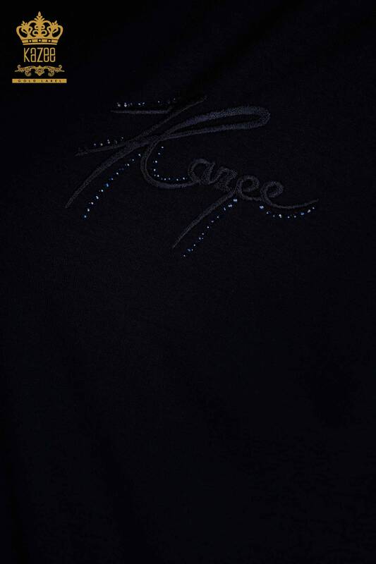 Bluză de damă cu mânecă scurtă bleumarin - 79302 | KAZEE