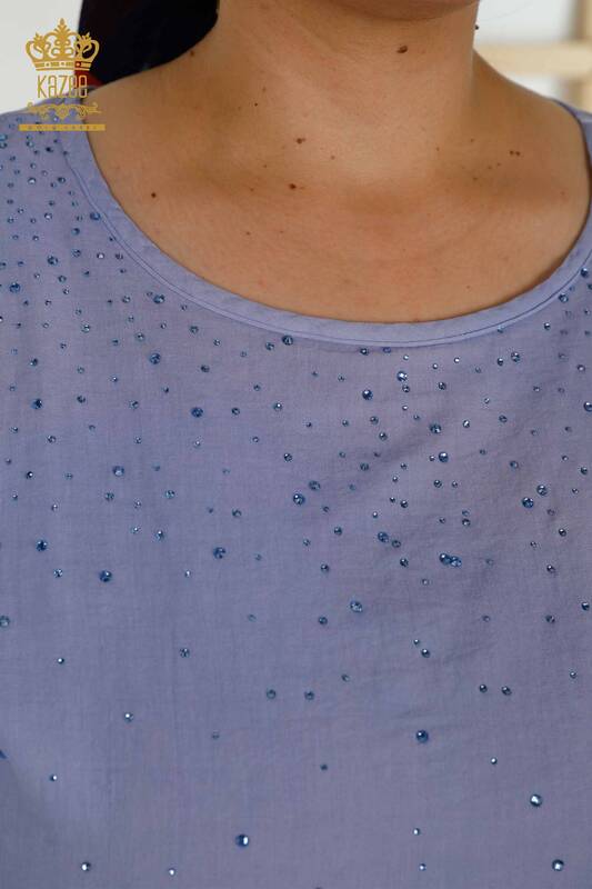 Bluză cu mânecă scurtă pentru femei Indigo - 20278 | KAZEE