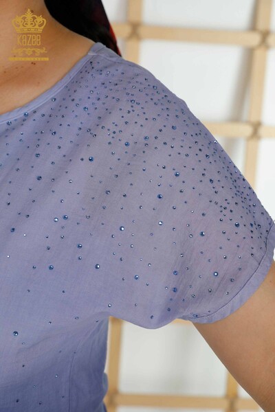 Bluză cu mânecă scurtă pentru femei Indigo - 20278 | KAZEE - Thumbnail