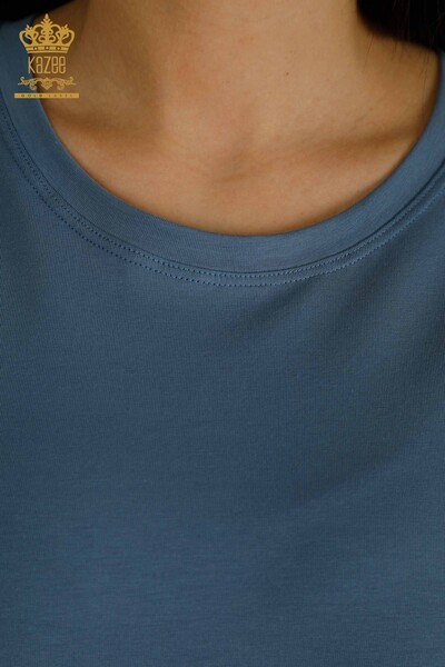 Bluză de damă cu ridicata - Mânecă scurtă - indigo - 79563 | KAZEE - Thumbnail
