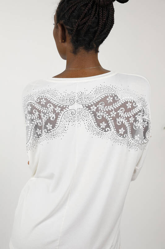 Bluză de damă cu ridicata cu tul cu logo Kazee detaliat - 77906 | kazee
