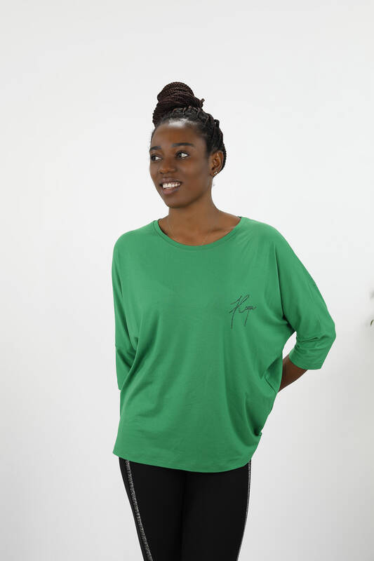 Bluză de damă cu ridicata cu tul cu logo Kazee detaliat - 77906 | kazee