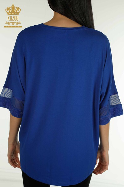 Bluză de damă cu ridicata din tul cu detalii Saks - 79298 | KAZEE - Thumbnail