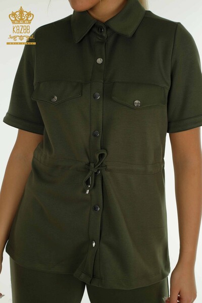 Set de trening triplu damă cu ridicata Button Detailed Khaki - 17633 | KAZEE - 5