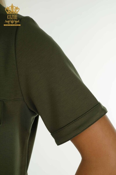 Set de trening triplu damă cu ridicata Button Detailed Khaki - 17633 | KAZEE - 9