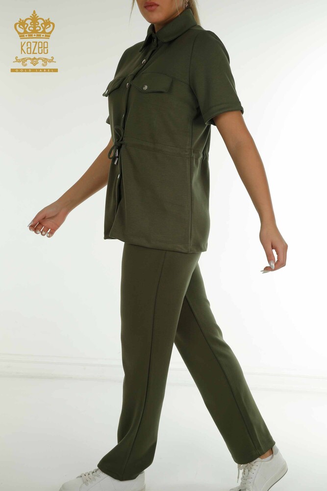 Set de trening triplu damă cu ridicata Button Detailed Khaki - 17633 | KAZEE - 10