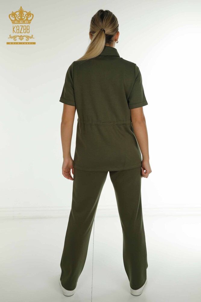 Set de trening triplu damă cu ridicata Button Detailed Khaki - 17633 | KAZEE - 15