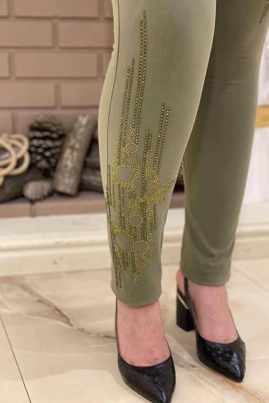Pantaloni de damă cu ridicata cu broderie de piatră - 3306 | KAZEE