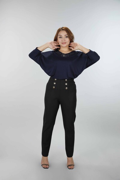 Pantaloni de damă cu ridicata cu buzunar buzunar - 3431 | KAZEE - Thumbnail