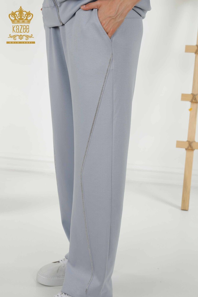 Set de trening en-gros pentru femei, albastru brodat cu piatra - 17549 | KAZEE - 10