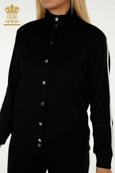 Set de trening pentru dama cu ridicata Button Detailed Black Ecru - 17594 | KAZEE - 4