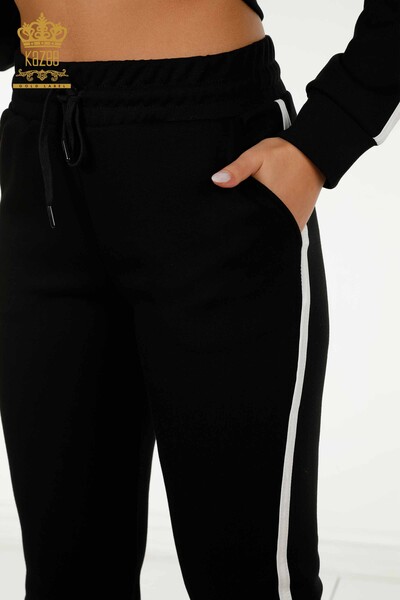 Set de trening pentru dama cu ridicata Button Detailed Black Ecru - 17594 | KAZEE - 10