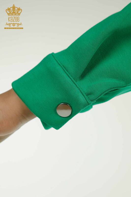 Set de trening pentru femei cu ridicata Button Detaliat Verde - 17555 | KAZEE