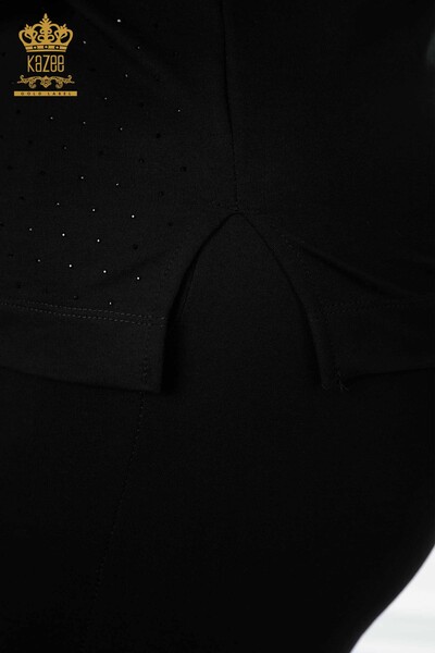 بدلة رياضية نسائية بأكمام قصيرة لون أسود - 17389 | كازي - Thumbnail