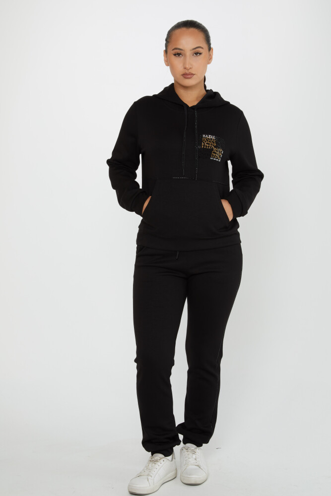 طقم رياضي كم طويل أسود - 17559 | كازي (مجموعة من 4 M-L-XL-2XL) - 2