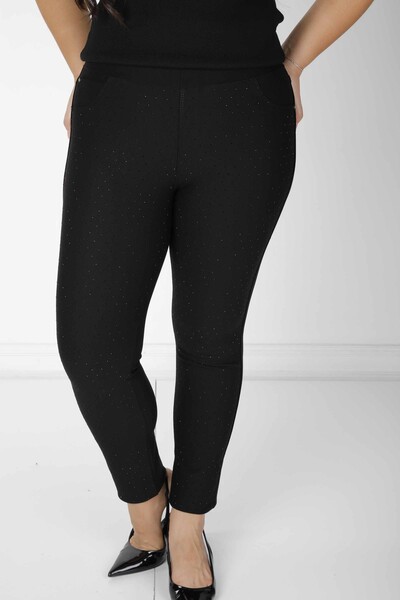 بنطلون حجر مطرز أسود - 3207 | كازي (مجموعة من 4 36 38 40 42) - 2