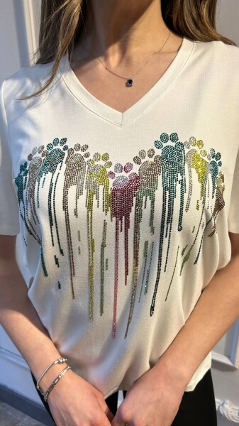 بلوزة - بياقة على شكل حرف V - بيضاء - 80131 | كازي (طقم من 3 قطع بمقاسات M-L-XL) - 3