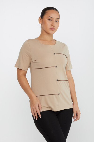 بلوزة بأزرار على شكل نجمة باللون البيج - 80061 | كازي (مجموعة من 3 مقاسات M-L-XL) - 1