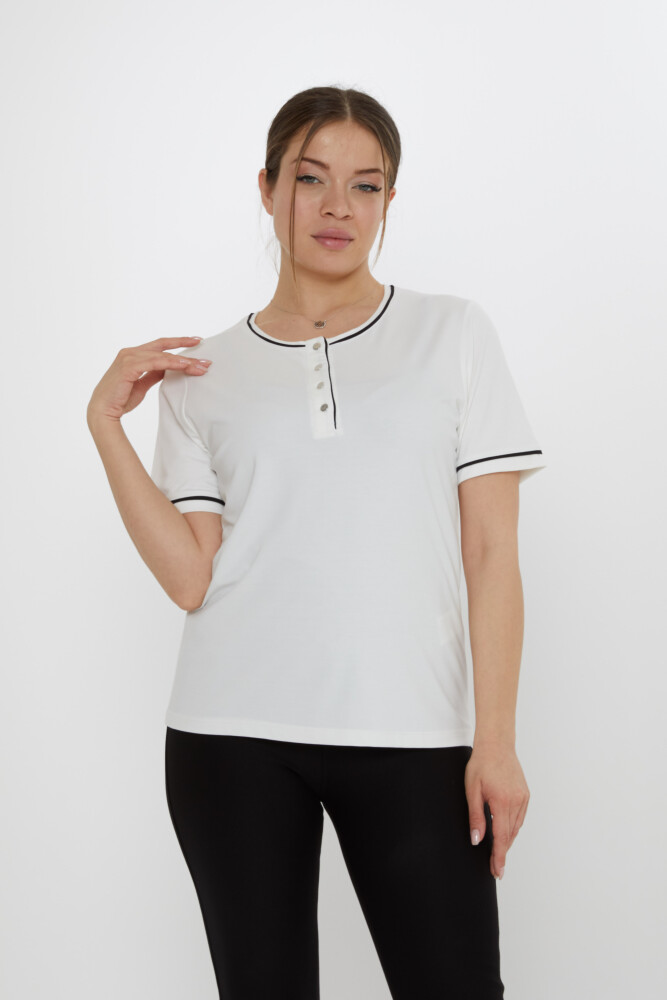 بلوزة بأزرار مفصلة باللون البيج الفاتح - 80049 | كازي (مجموعة من 3 مقاسات M-L-XL) - 1