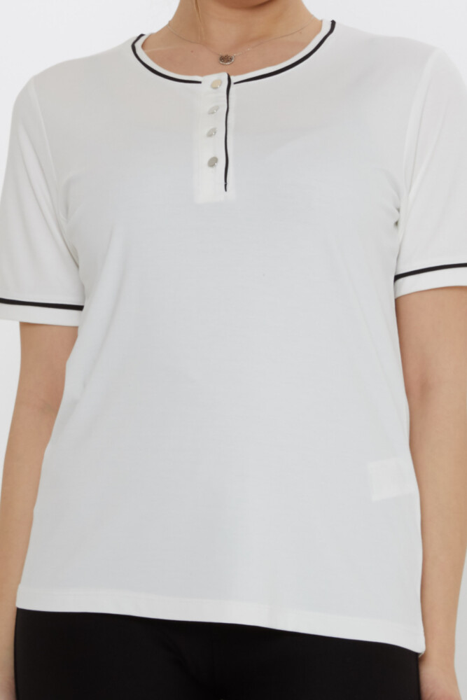 بلوزة بأزرار مفصلة باللون البيج الفاتح - 80049 | كازي (مجموعة من 3 مقاسات M-L-XL) - 3