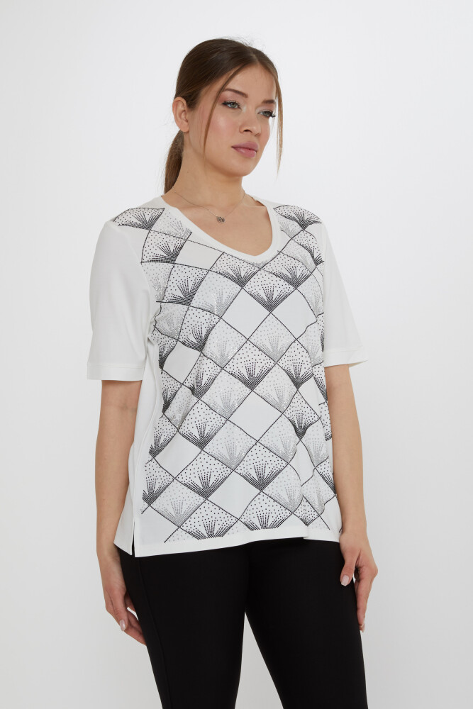 بلوزة بفتحة رقبة على شكل حرف V - 80086 | كازي (مجموعة من 3 مقاسات L-XL-2XL) - 2