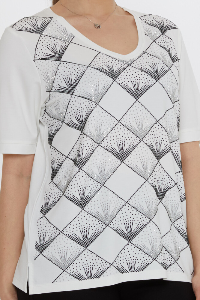 بلوزة بفتحة رقبة على شكل حرف V - 80086 | كازي (مجموعة من 3 مقاسات L-XL-2XL) - 5