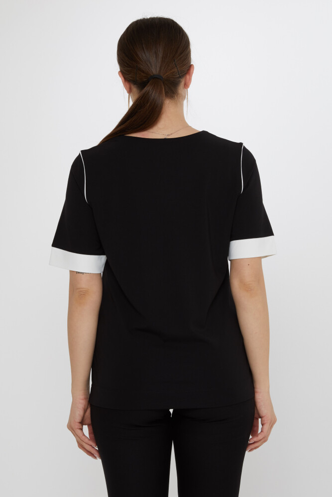 بلوزة برقبة دائرية سوداء - 80028 | كازي (مجموعة من 3 مقاسات M-L-XL) - 5