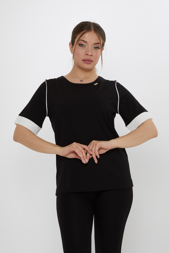 بلوزة برقبة دائرية سوداء - 80028 | كازي (مجموعة من 3 مقاسات M-L-XL) - 1