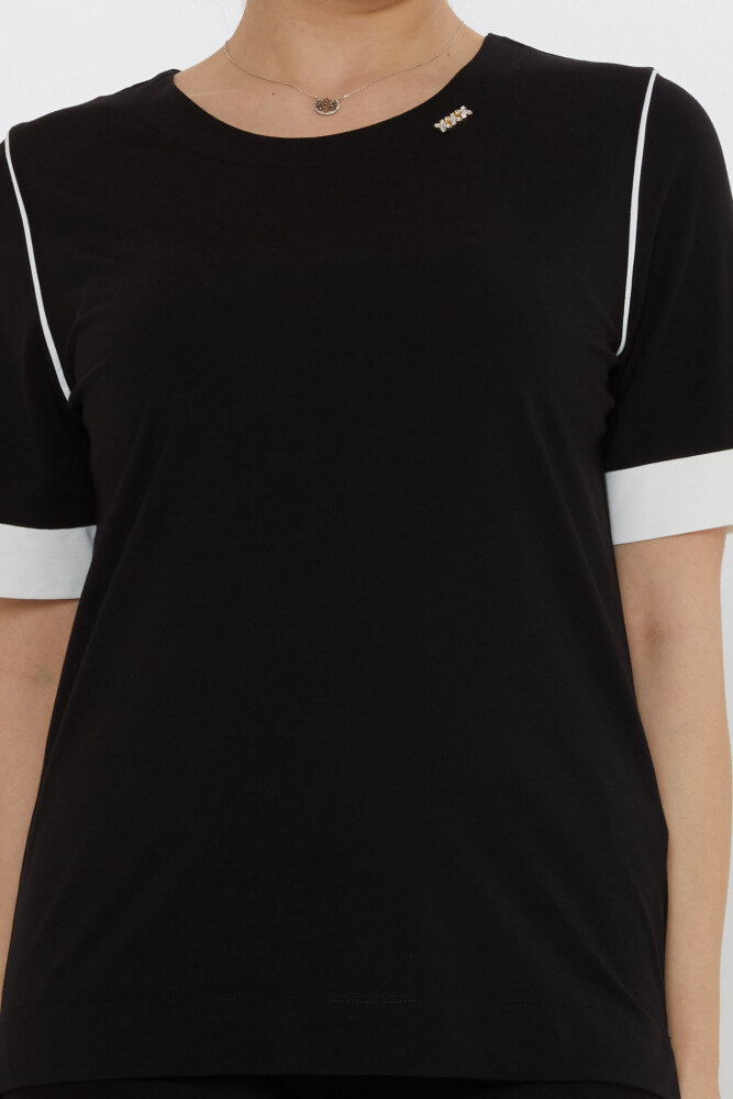 بلوزة برقبة دائرية سوداء - 80028 | كازي (مجموعة من 3 مقاسات M-L-XL) - 3