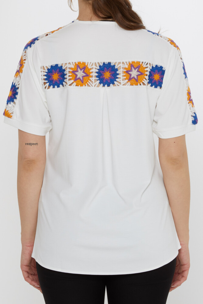 بلوزة بنقشة نجوم محبوكة، لون بيج فاتح - 80042 | كازي (طقم من 3 قطع بمقاسات M-L-XL) - 6