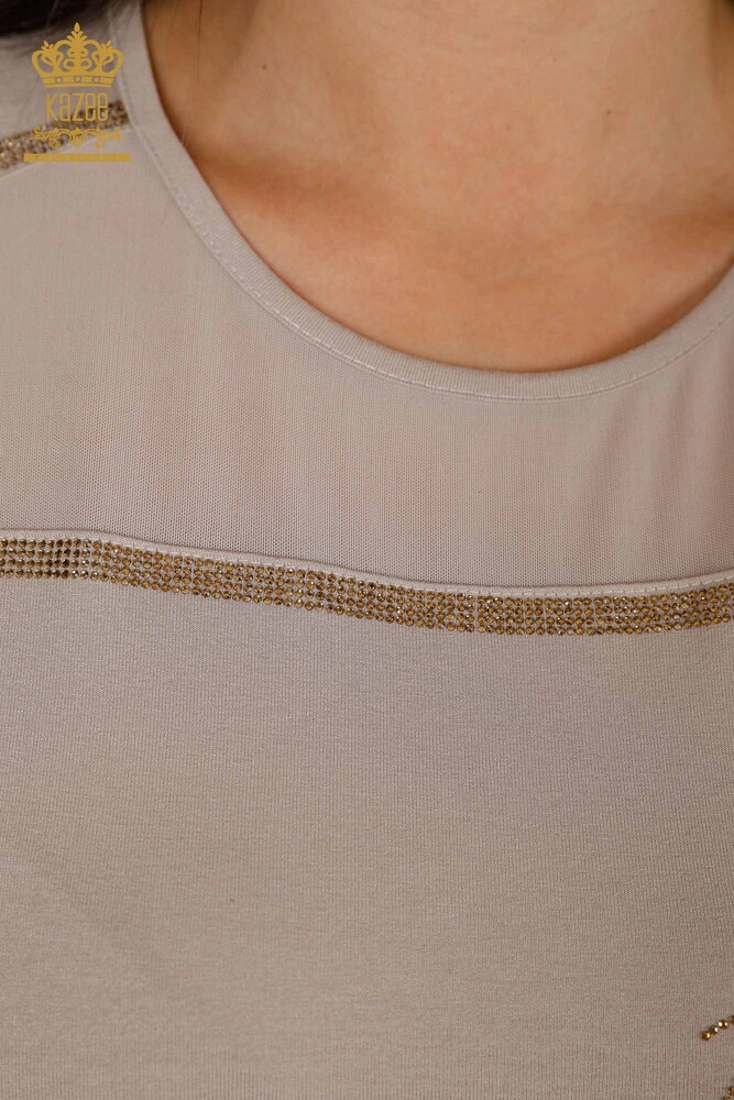 بلوزه حريمي موديل امريكي بيج - 78857 | كازي - 4