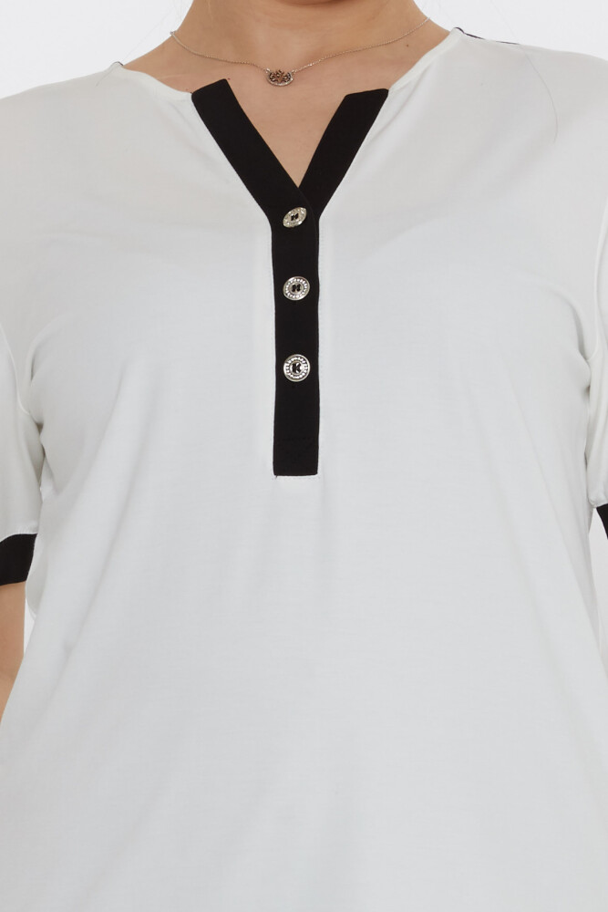 بلوزة بأكمام قصيرة لون بيج فاتح - 80024 | كازي (مجموعة من 3 مقاسات M-L-XL) - 4