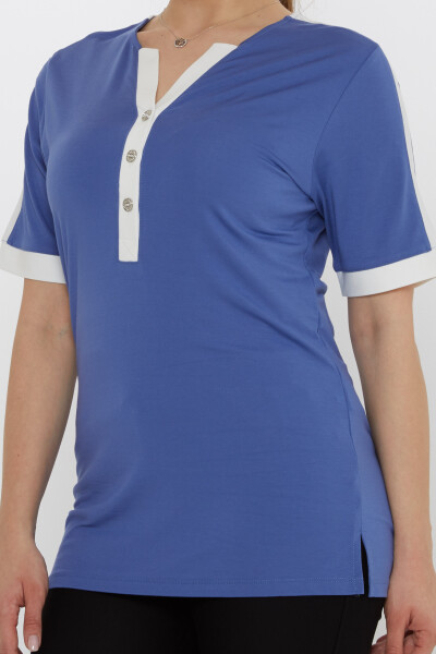 بلوزة بأكمام قصيرة نيلي - 80024 | كازي (مجموعة من 3 مقاسات M-L-XL) - 5