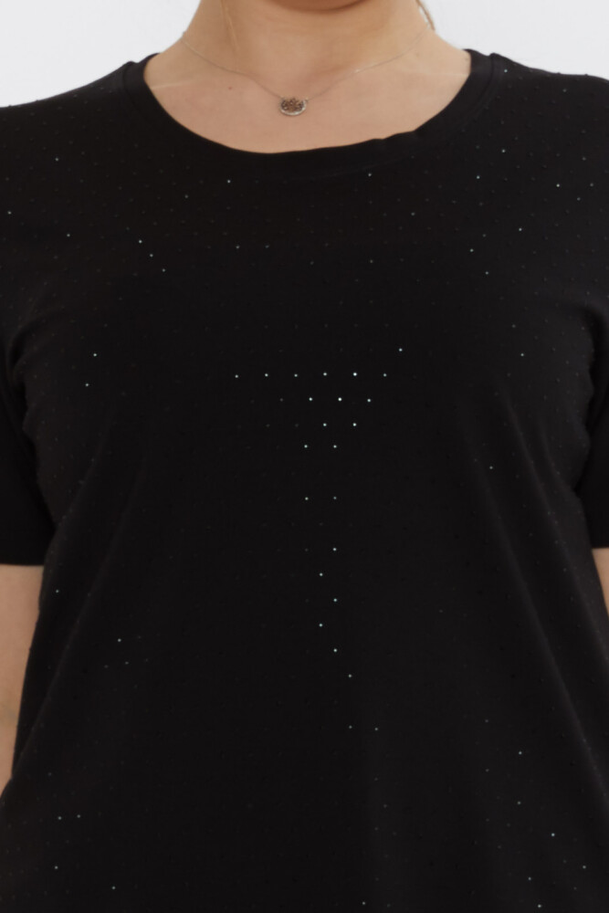 بلوزة بأكمام قصيرة سوداء - 80033 | كازي (مجموعة من 3 مقاسات M-L-XL) - 4
