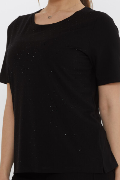 بلوزة بأكمام قصيرة سوداء - 80033 | كازي (مجموعة من 3 مقاسات M-L-XL) - 5