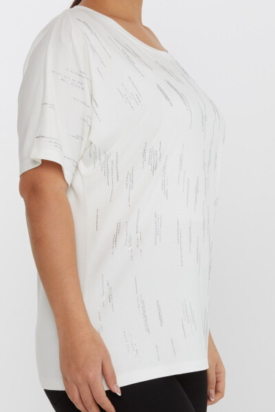 بلوزة بياقة دائرية لون بيج فاتح - 79652 | كازي (مجموعة من 4 مقاسات M-L-XL-2XL) - 4