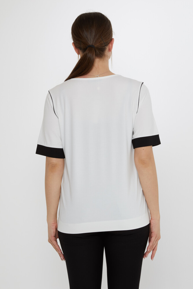 بلوزة بياقة دائرية لون بيج فاتح - 80028 | كازي (مجموعة من 3 مقاسات M-L-XL) - 6