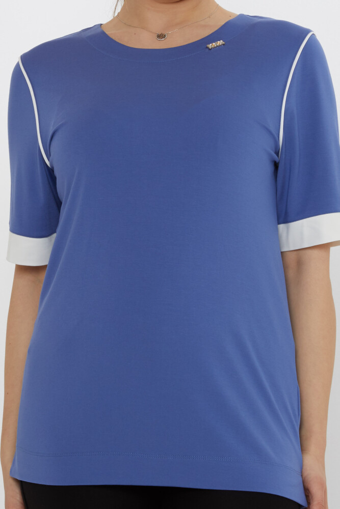 بلوزة بياقة دائرية نيلي - 80028 | كازي (مجموعة من 3 مقاسات M-L-XL) - 3