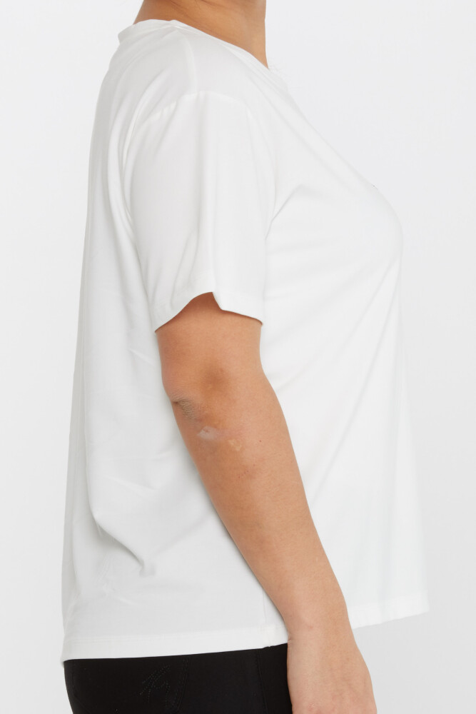 بلوزة بنقشة طيور باللون البيج الفاتح - 79995 | كازي (مجموعة من 3 مقاسات M-L-XL) - 4