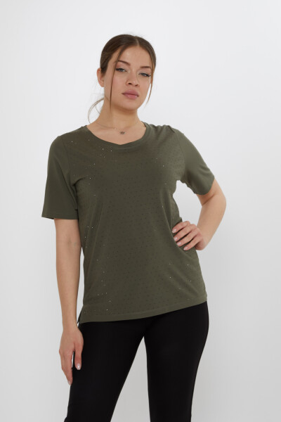 بلوزة كاكي بأكمام قصيرة - 80033 | كازي (مجموعة من 3 مقاسات M-L-XL) 