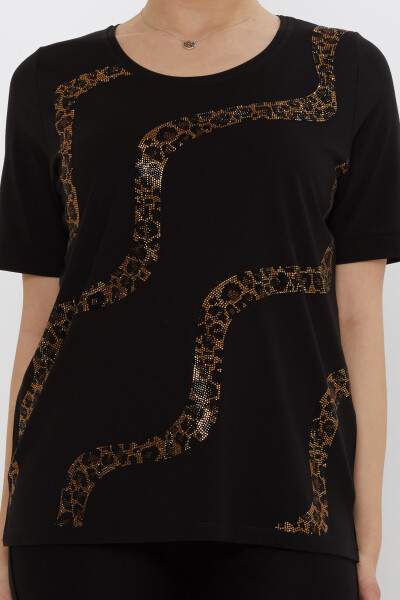بلوزة ليوبارد ستون بلاك - 80047 | كازي (مجموعة من 3 مقاسات L-XL-2XL) - 3