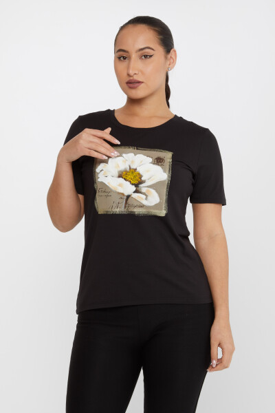 بلوزة منقوشة باللون الأسود - 79913 | كازي (مجموعة من 4 M-L-XL-2XL) - Kazee (1)