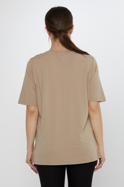 بلوزة منقوشة باللون البيج - 80078 | كازي (مجموعة من 3 مقاسات L-XL-2XL) - 5