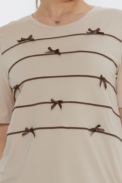 بلوزة من قماش المنك بنقشة شريطية - 80050 | كازي (مجموعة من 3 مقاسات M-L-XL) - 4