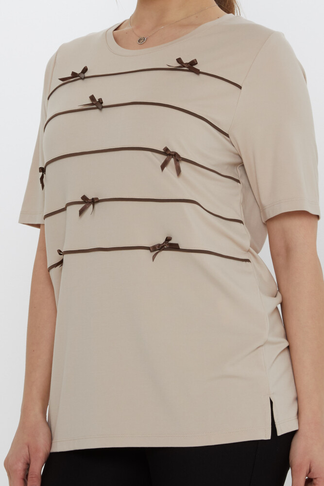 بلوزة من قماش المنك بنقشة شريطية - 80050 | كازي (مجموعة من 3 مقاسات M-L-XL) - 5