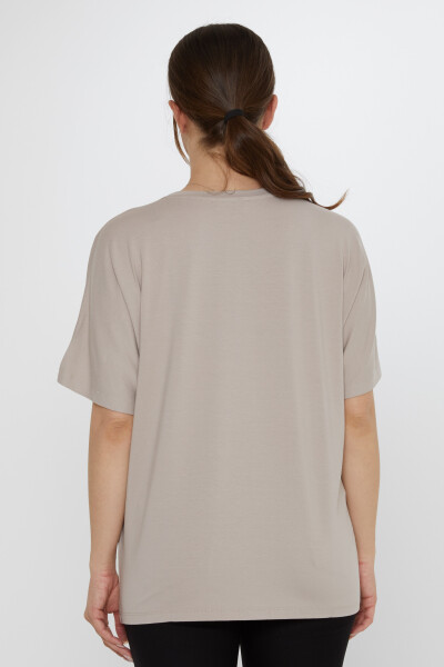 بلوزة مزينة بالأحجار، لون المنك - 79603 | كازي (مجموعة من 4 قطع: L-XL-2XL-3XL) - 5