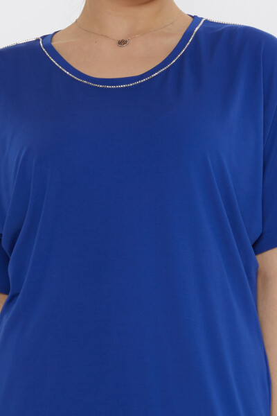 بلوزة مطرزة بالحجر باللون الساكسفون - 80031 | كازي (مجموعة من 3 مقاسات M-L-XL) - 4