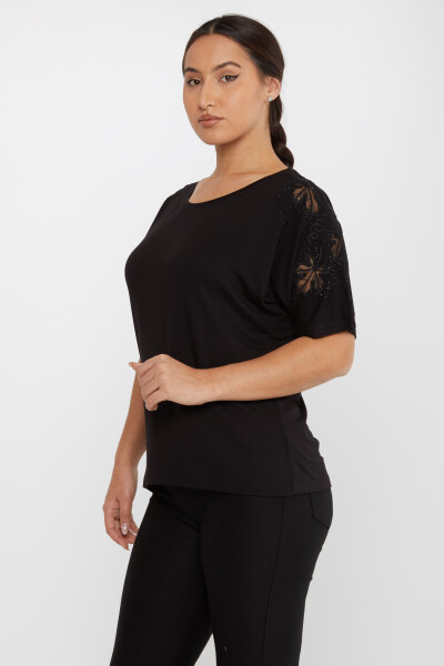 بلوزة مطرزة باللون الأسود - 79888 | كازي (مجموعة من 4 M-L-XL-2XL) - 2