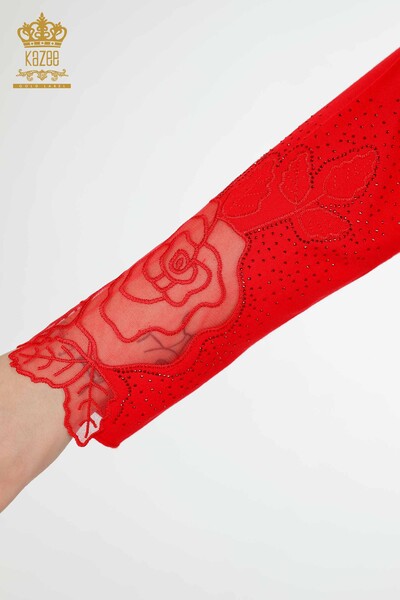 بلوزه حريمي بالجملة لون احمر - 77973 | KAZEE - 6